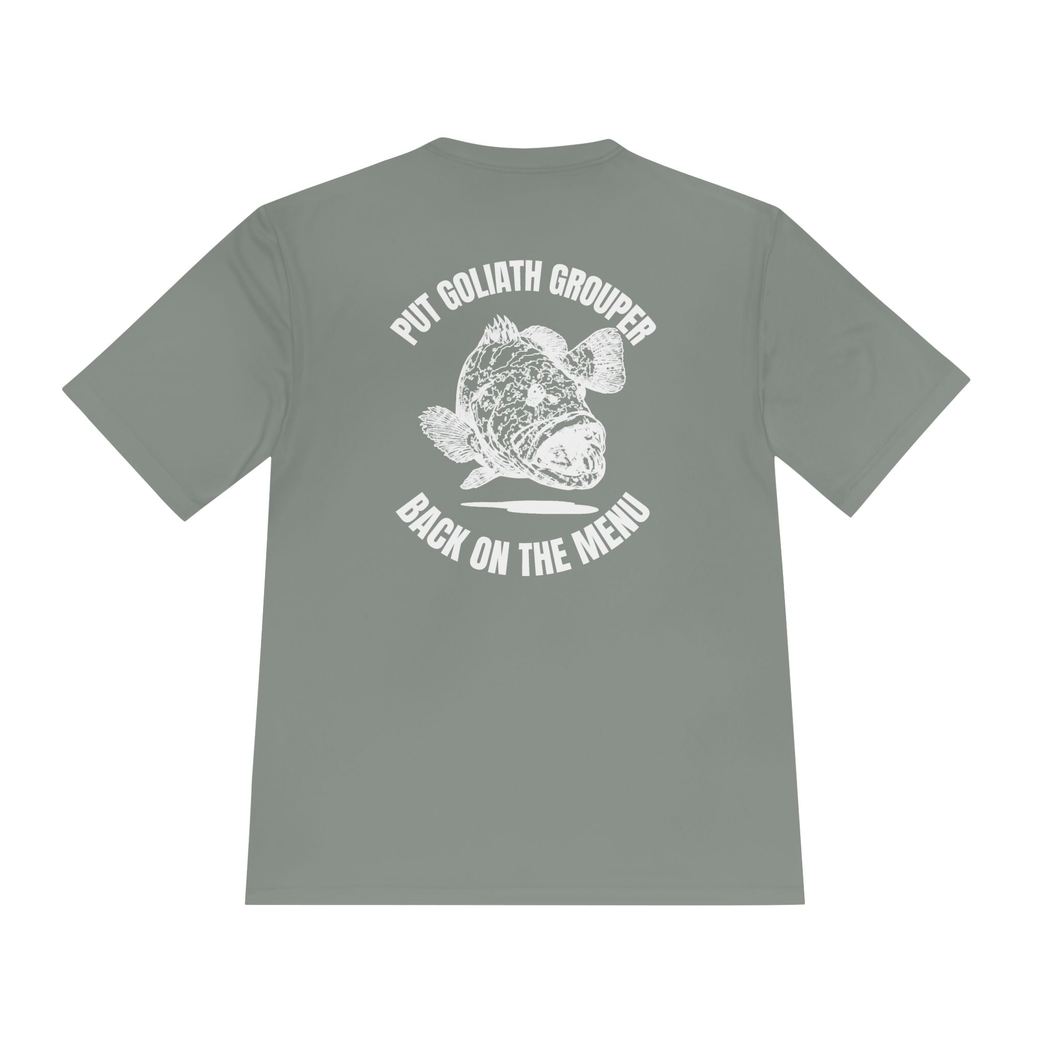 Moisture-Wicking T-Shirt: Put Goliath Grouper Back On The Menu (Cubera Skull Front)