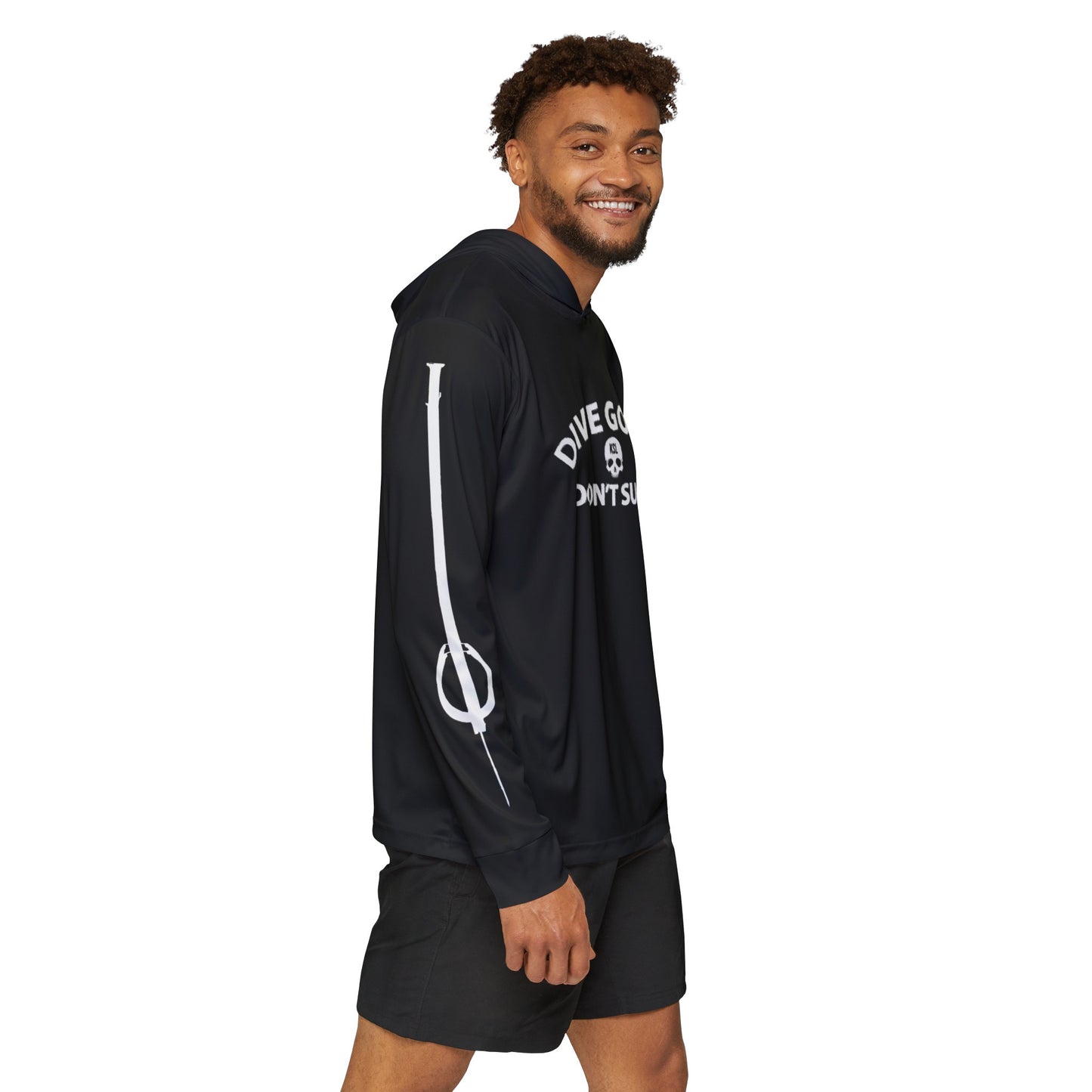 KILLSHOT Life UPF 50+ Sun Shirt with Hoodie - Dive Good, Don't Suck (Black)